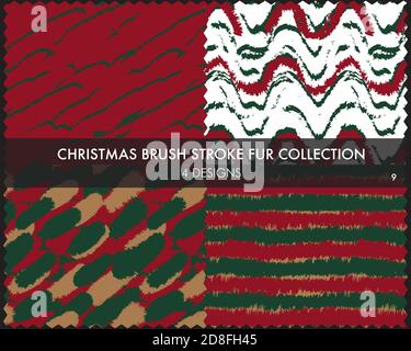 Christmas Brush stroke fur collection includes 4 design swatches for fashion prints, homeware, graphics, backgrounds Stock Photo