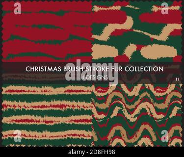 Christmas Brush stroke fur collection includes 4 design swatches for fashion prints, homeware, graphics, backgrounds Stock Photo