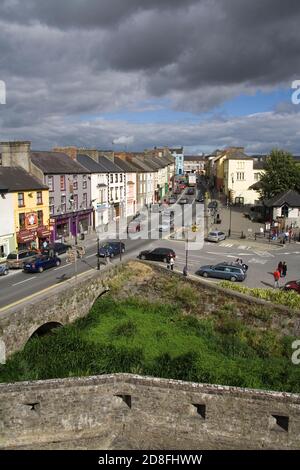 View of Cahir town from Cahir Castle, County Tipperary, Ireland Stock Photo