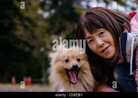 A girl and her dog Stock Photo