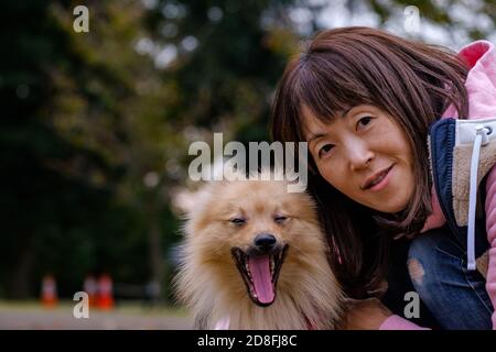 A girl and her dog Stock Photo