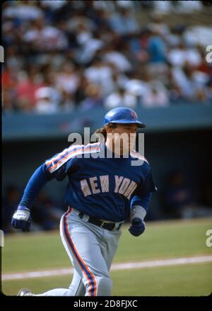 New York Mets Gary Carter running the bases at the spring training baseball facility in  St. Petersburg, Florida on March 12, 1989. Stock Photo