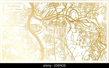 Duisburg Germany City Map in Retro Style in Golden Color. Outline Map. Vector Illustration. Stock Vector