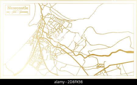 Newcastle England City Map in Retro Style in Golden Color. Outline Map. Vector Illustration. Stock Vector