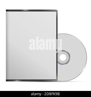 Blank DVD case and disc isolated on white background. 3d illustration Stock Photo