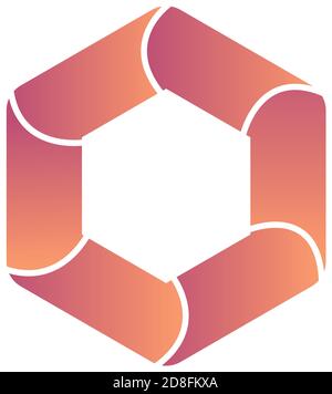 Abstract gematric line art isolate on white background. Vector illustration of beautiful geometric hexagonal logo. Stock Vector
