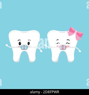 Cute tooth with dental braces emoji character Stock Vector Image & Art ...