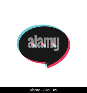 Glitch Chat bubble speech vector icon. Social media symbol Stock Vector