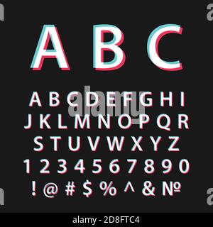Glitch alphabet. Modern social media font Stock Vector