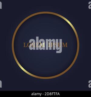 Gold shiny circle frame on dark luxury background Stock Vector