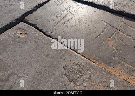 old concrete floors in the construction site Stock Photo