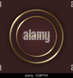 Gold shiny circle frame on dark luxury background Stock Vector
