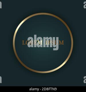 Gold shiny circle frame on dark luxury background Stock Vector