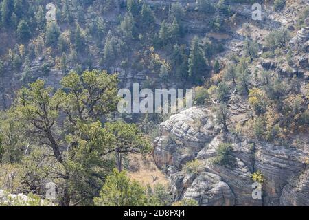 Sunny view of the Walnut Canyon National Monument at Arizona Stock Photo