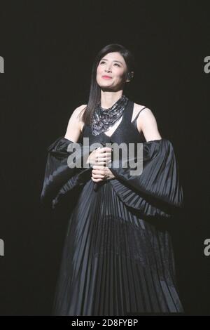 Taiwanese singer and actress Tarcy Su performs in her concert 'Flowers in Life' in Taipei, Taiwan, 12 September 2020. Stock Photo