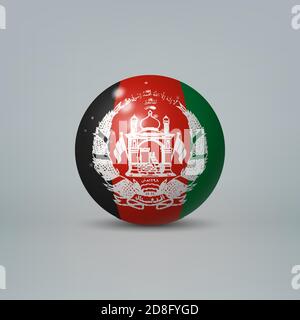 Realistic glossy plastic ball or sphere with flag of Afghanistan Stock Vector
