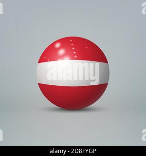 Realistic glossy plastic ball or sphere with flag of Austria Stock Vector