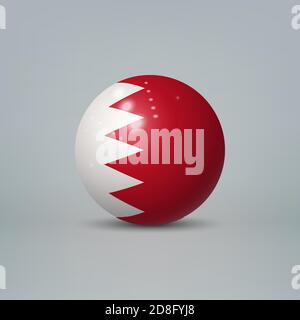Realistic glossy plastic ball or sphere with flag of Bahrain Stock Vector