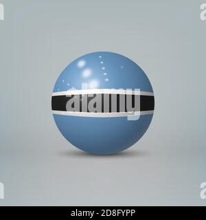 Realistic glossy plastic ball or sphere with flag of Botswana Stock Vector
