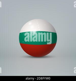 Realistic glossy plastic ball or sphere with flag of Bulgaria Stock Vector