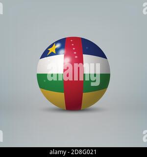 Realistic glossy plastic ball or sphere with flag of Central African Republic Stock Vector