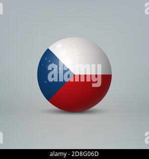 Realistic glossy plastic ball or sphere with flag of Czech Republic Stock Vector
