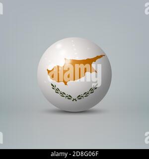 Realistic glossy plastic ball or sphere with flag of Cyprus Stock Vector