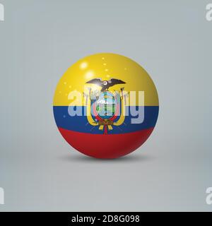 Realistic glossy plastic ball or sphere with flag of Ecuador Stock Vector