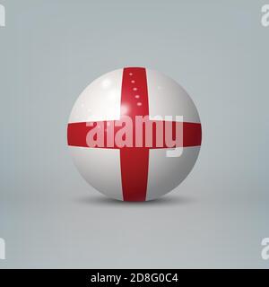 Realistic glossy plastic ball or sphere with flag of England Stock Vector