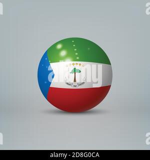 Realistic glossy plastic ball or sphere with flag of Equatorial Guinea Stock Vector