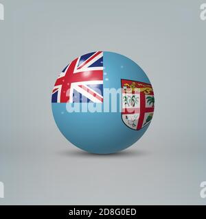 Realistic glossy plastic ball or sphere with flag of Fiji Stock Vector