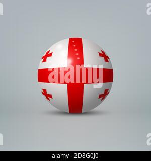 Realistic glossy plastic ball or sphere with flag of Georgia Stock Vector