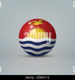 Realistic glossy plastic ball or sphere with flag of Kiribati Stock Vector