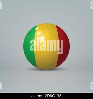 Realistic glossy plastic ball or sphere with flag of Mali Stock Vector