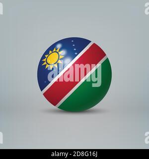 Realistic glossy plastic ball or sphere with flag of Namibia Stock Vector