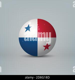 Realistic glossy plastic ball or sphere with flag of Panama Stock Vector