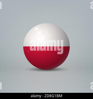 Realistic glossy plastic ball or sphere with flag of Poland Stock Vector