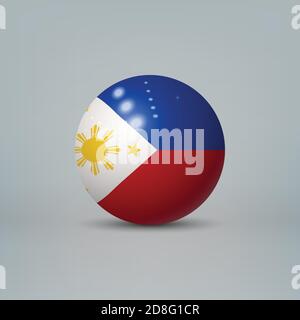 Realistic glossy plastic ball or sphere with flag of Philippines Stock Vector