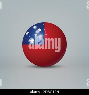 Realistic glossy plastic ball or sphere with flag of Samoa Stock Vector