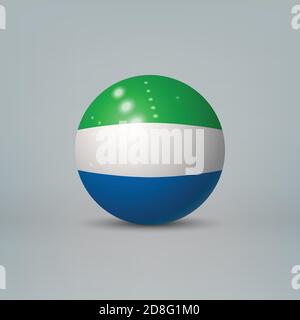 Realistic glossy plastic ball or sphere with flag of Sierra Leone Stock Vector