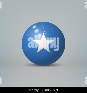 Realistic glossy plastic ball or sphere with flag of Somalia Stock Vector