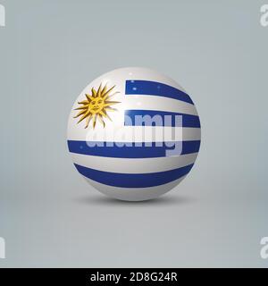 Realistic glossy plastic ball or sphere with flag of Uruguay Stock Vector