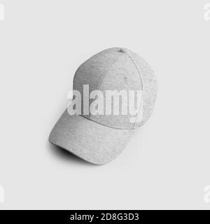 Heather gray baseball cap template, panama hat with sun visor, top view, for design presentation, advertising in an online store. Mockup textured head Stock Photo