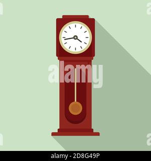 Pendulum clock icon, flat style Stock Vector