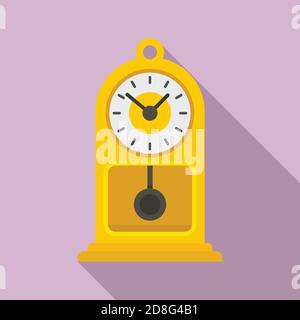 Chalet pendulum clock icon, flat style Stock Vector