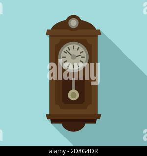 Kinetic pendulum clock icon, flat style Stock Vector