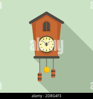 Bird pendulum clock icon, flat style Stock Vector