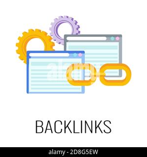 Backlinks icon. SEO optimization. Flat vector illustration Stock Vector