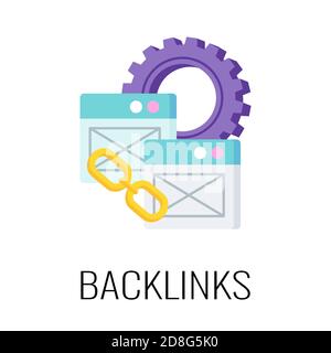 Backlinks icon. SEO optimization. Flat vector illustration Stock Vector