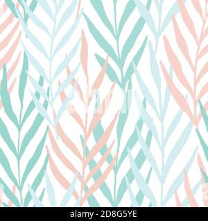 Pastel leaves seamless pattern. Vector pattern illustration for surface design, print, poster, icon, web, graphic designs. Stock Vector